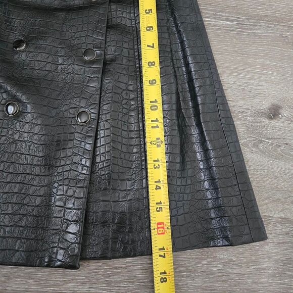 Y2K Industry Croc Faux Leather Black Mini Skirt Size 2 Glam Streetwear - Picture 6 of 9
